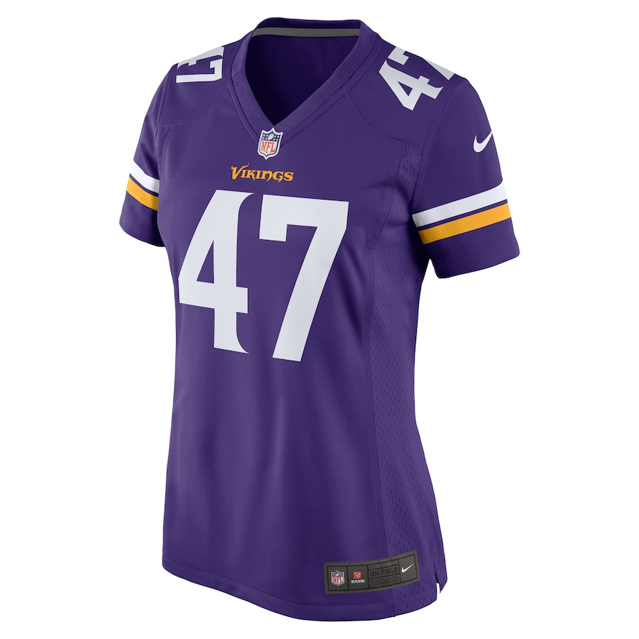 Alternative view of Dwight McGlothern Jr. 47 Minnesota Vikings Women's Game Jersey - Purple JS8765 nicesnker