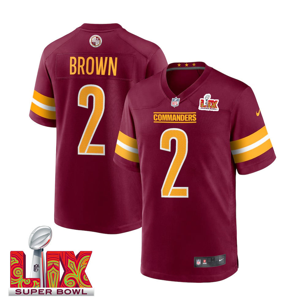 Dyami Brown #2 Washington Commanders Super Bowl LIX Jersey - Men's - Burgundy JS6874 nicesnker
