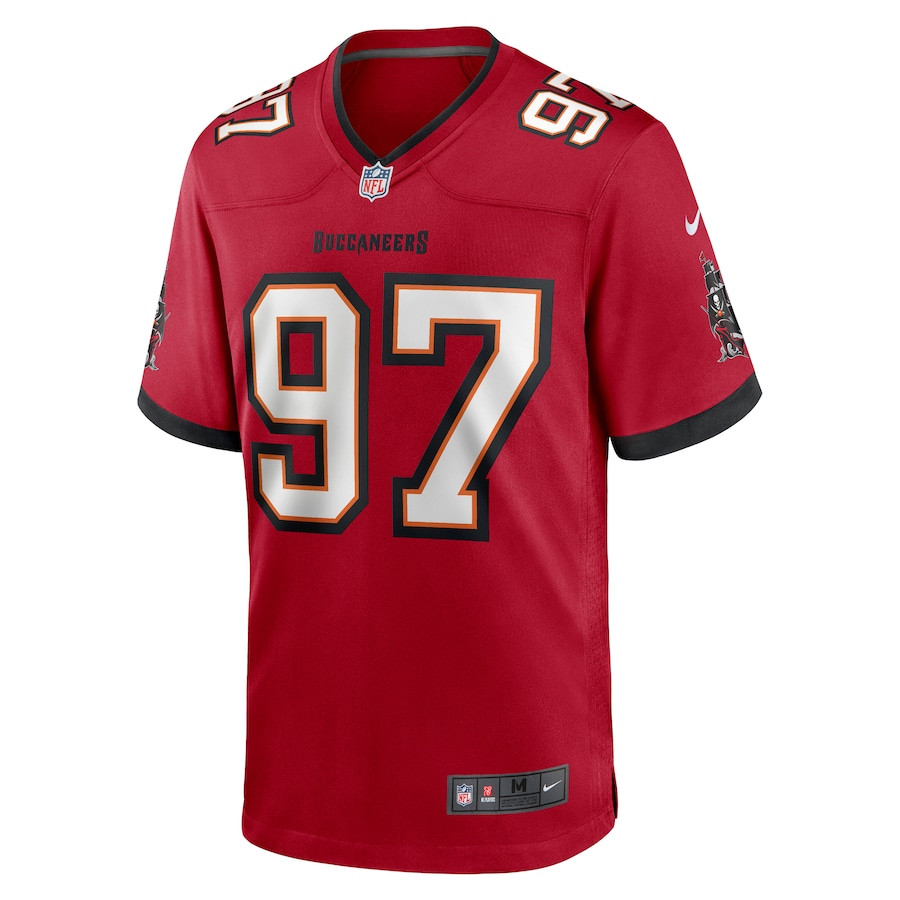 Alternative view of Earnest Brown IV 97 Tampa Bay Buccaneers Game Men Jersey - Red JS3392 nicesnker