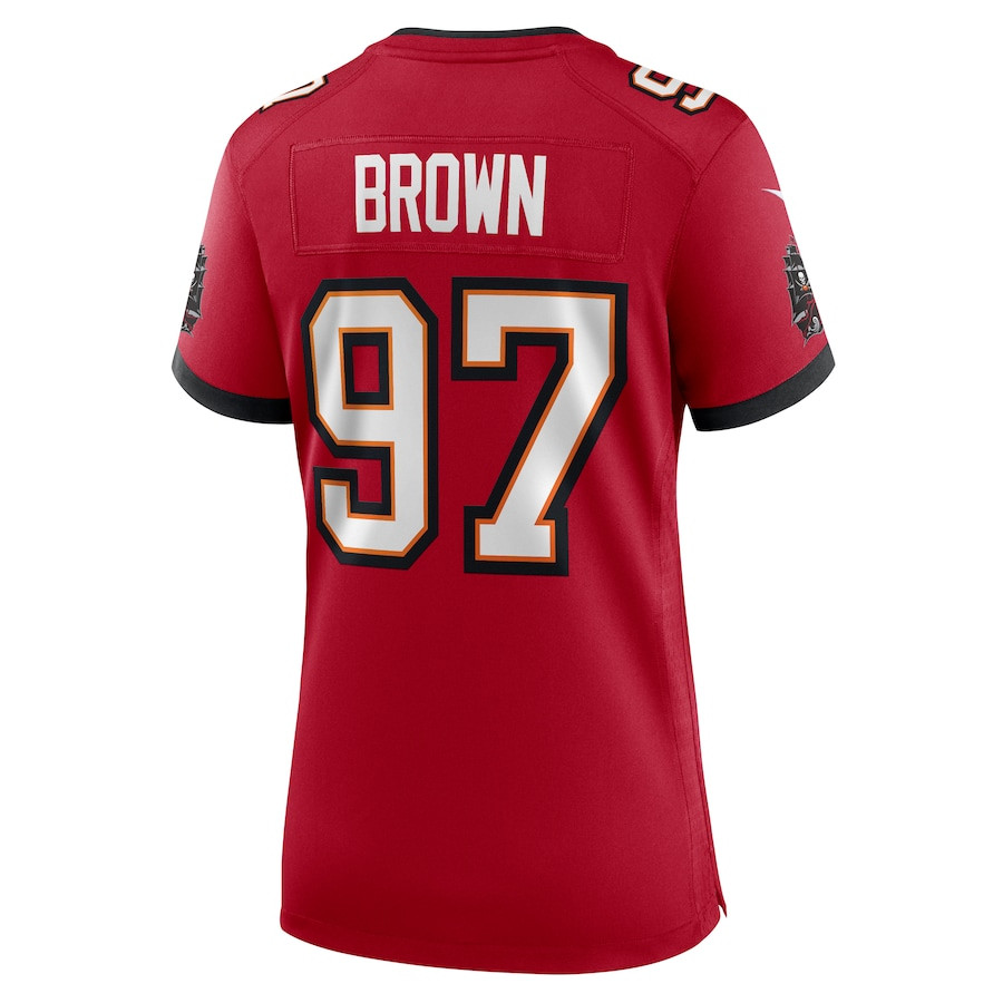 Earnest Brown IV 97 Tampa Bay Buccaneers Women's Game Jersey - Red JS9644 nicesnker - Image 3