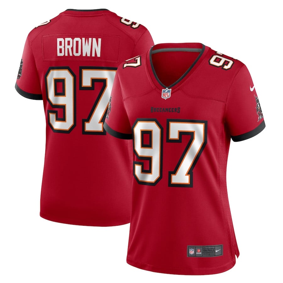 Earnest Brown IV 97 Tampa Bay Buccaneers Women's Game Jersey - Red JS9644 nicesnker