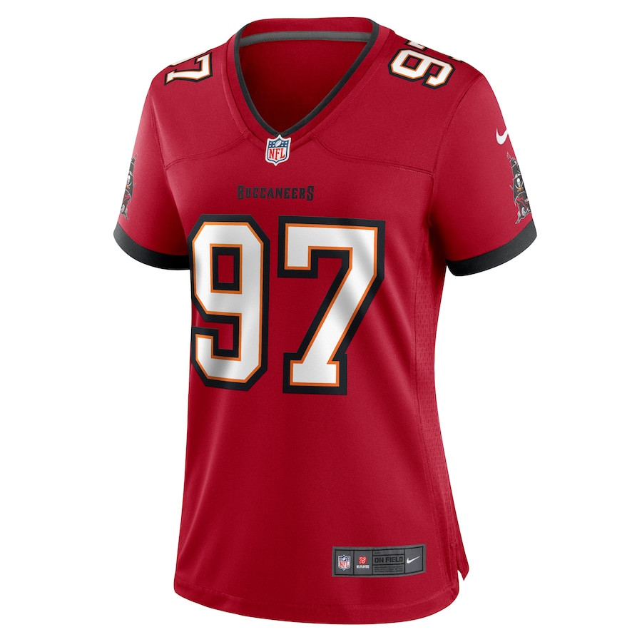 Alternative view of Earnest Brown IV 97 Tampa Bay Buccaneers Women's Game Jersey - Red JS9644 nicesnker
