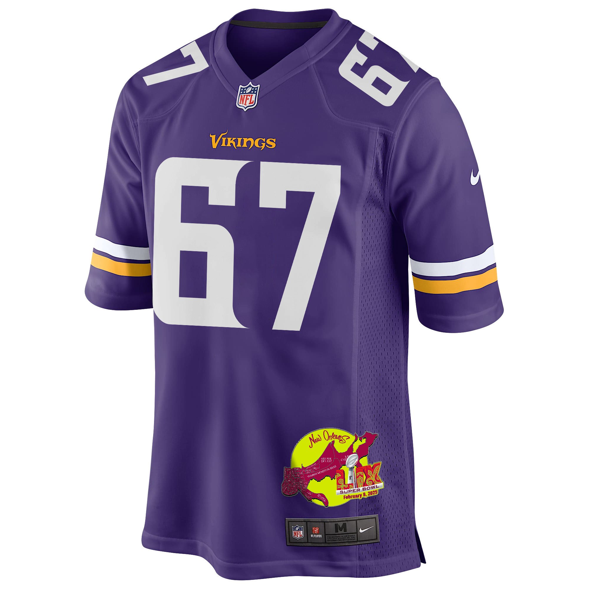 Ed Ingram 67 Minnesota Vikings Super Bowl LIX New Orleans Patch Game Men Jersey - Purple JS2618 nicesnker - Image 3