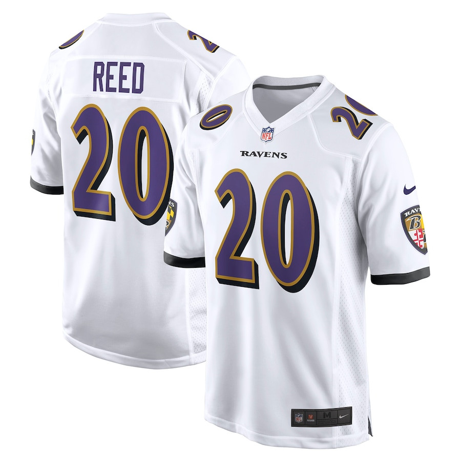 Ed Reed 20 Baltimore Ravens Men Retired Game Jersey - White JS9615 nicesnker