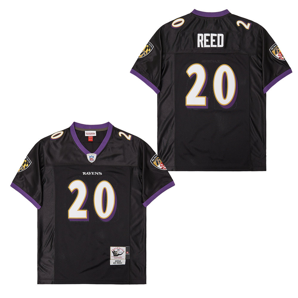 Alternative view of Ed Reed 20 Baltimore Ravens Throwback Men Jersey - Black JS6366 nicesnker