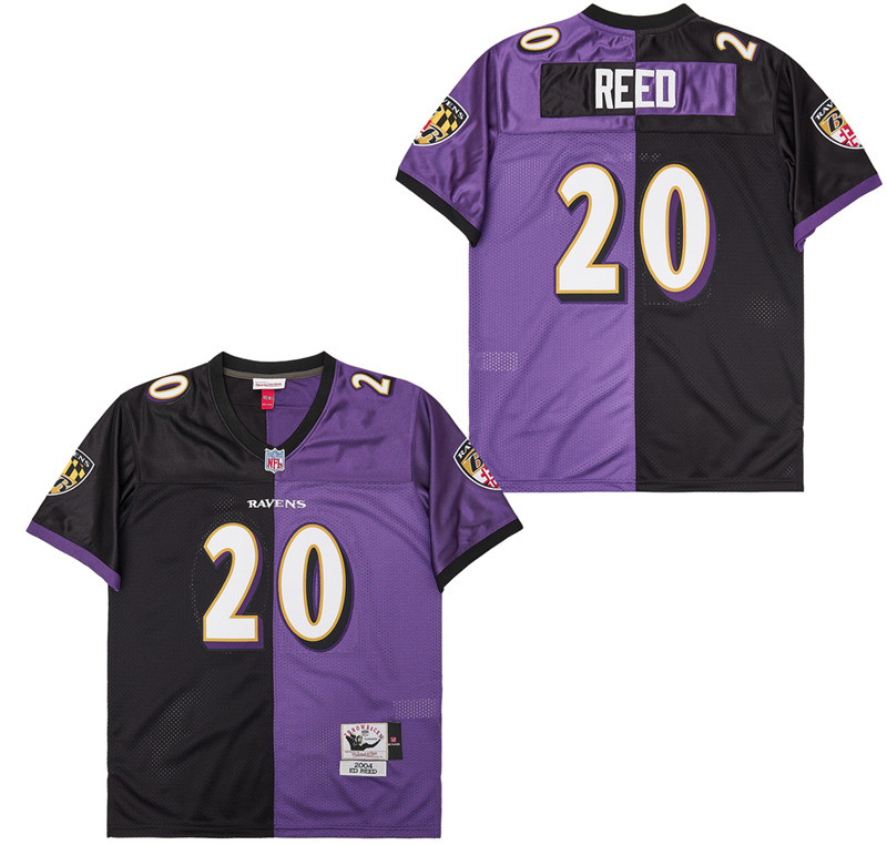 Alternative view of Ed Reed 20 Baltimore Ravens Two-Toned Throwback Men Jersey - Purple/Black JS5343 nicesnker