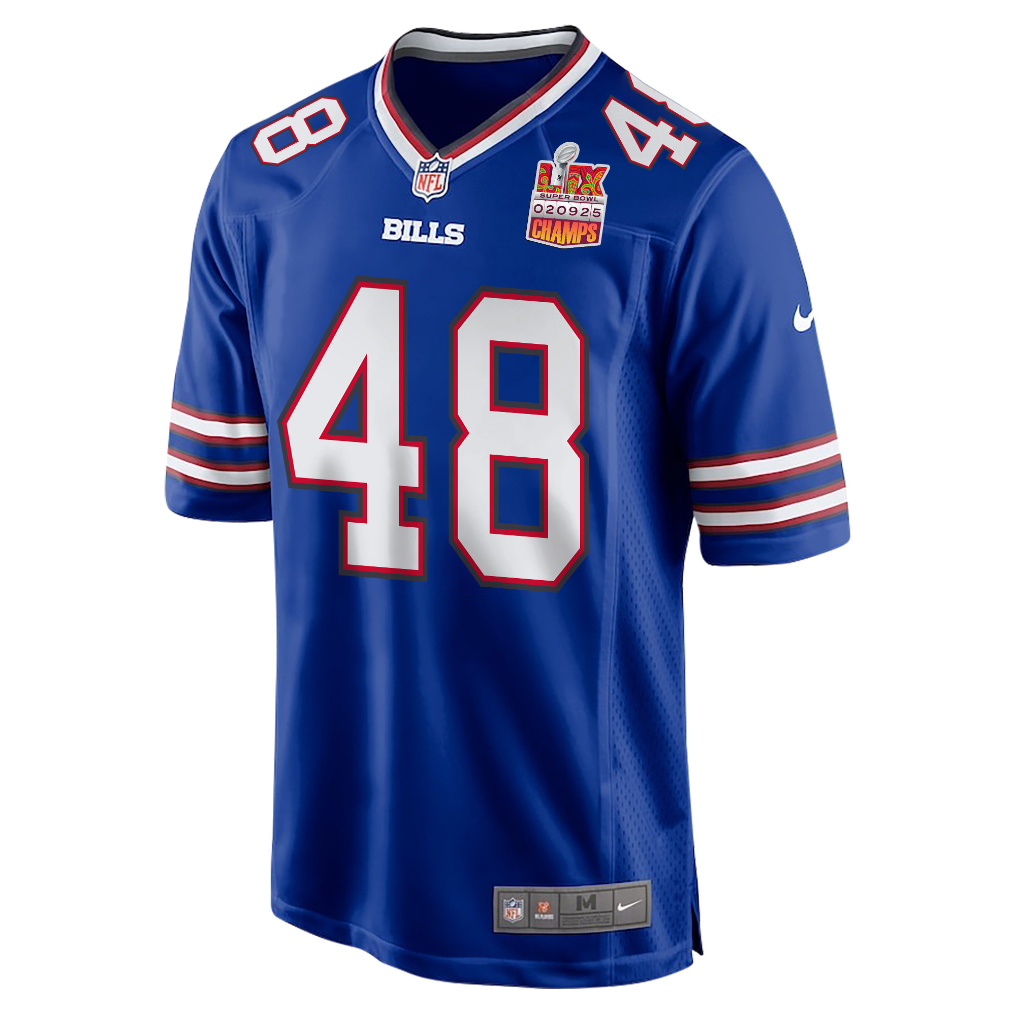 Edefuan Ulofoshio 48 Buffalo Bills Super Bowl LIX Champions Patch Game Men Jersey - Royal JS3278 nicesnker - Image 3