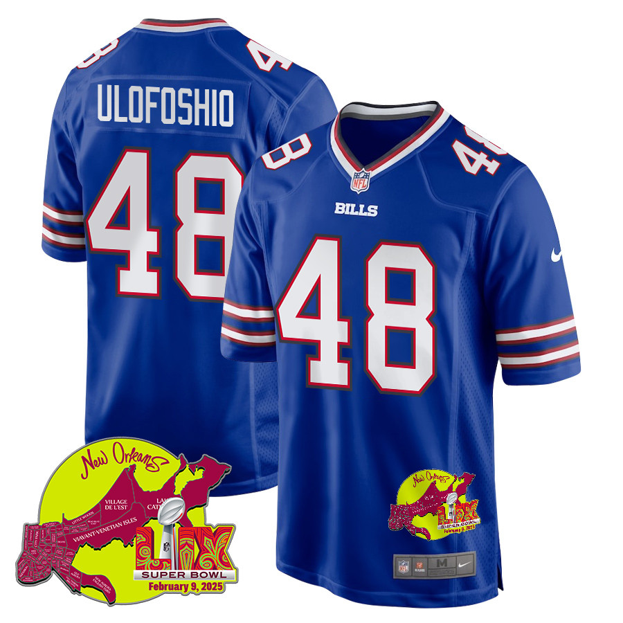 Edefuan Ulofoshio 48 Buffalo Bills Super Bowl LIX New Orleans Patch Game Men Jersey - Royal JS6168 nicesnker