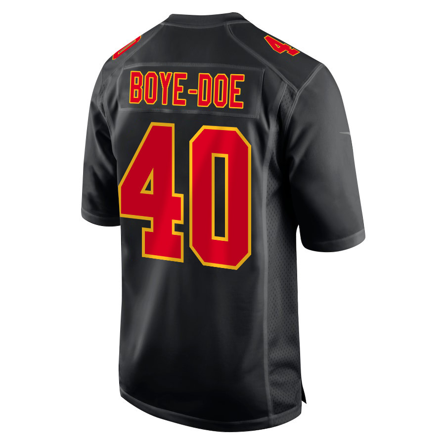 Ekow Boye-Doe 40 Kansas City Chiefs Super Bowl LVIII Champions 4 Stars Patch Fashion Game Men Jersey - Carbon Black JS7938 nicesnker - Image 3
