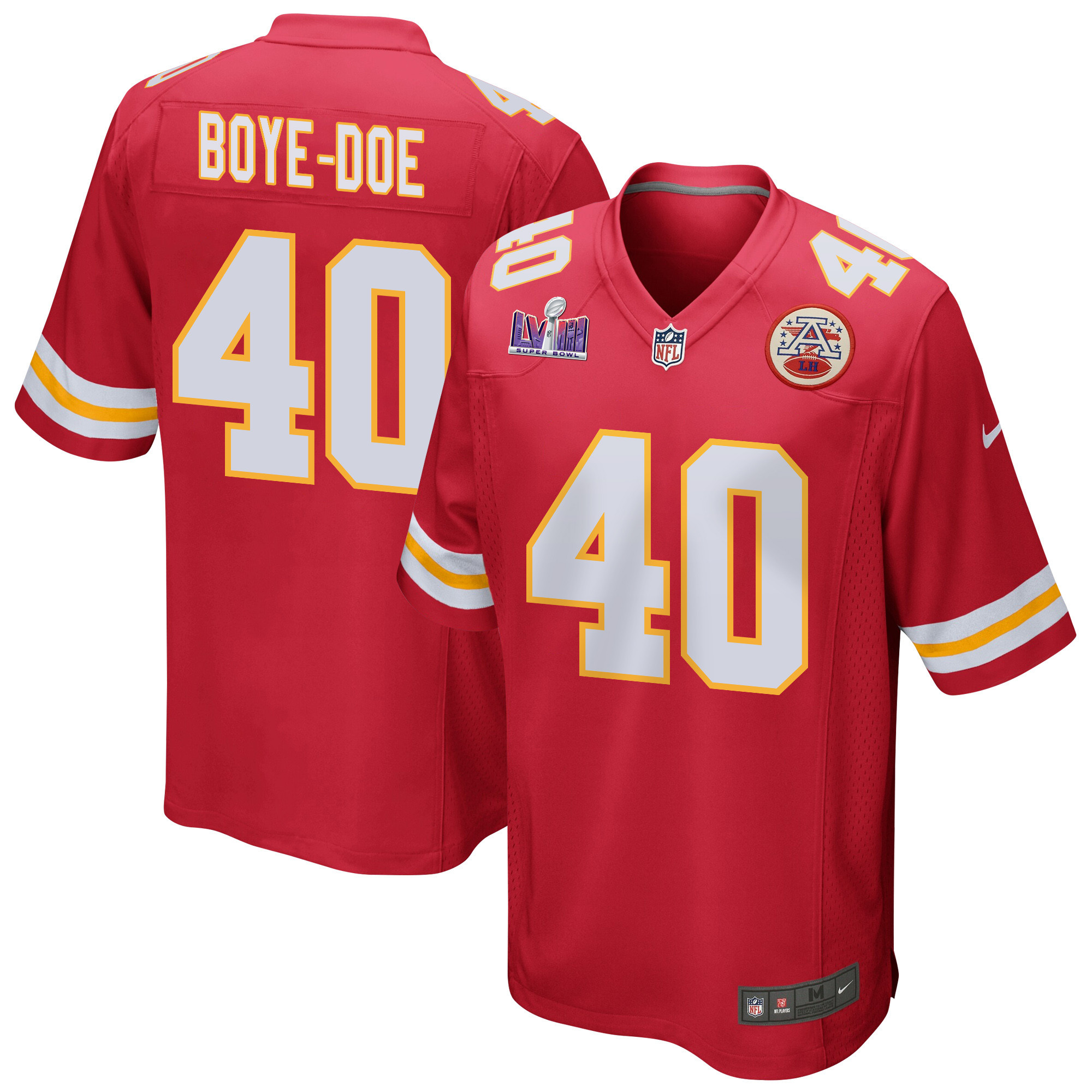 Ekow Boye-Doe 40 Kansas City Chiefs Super Bowl LVIII Patch Game Men Jersey - Red JS9917 nicesnker
