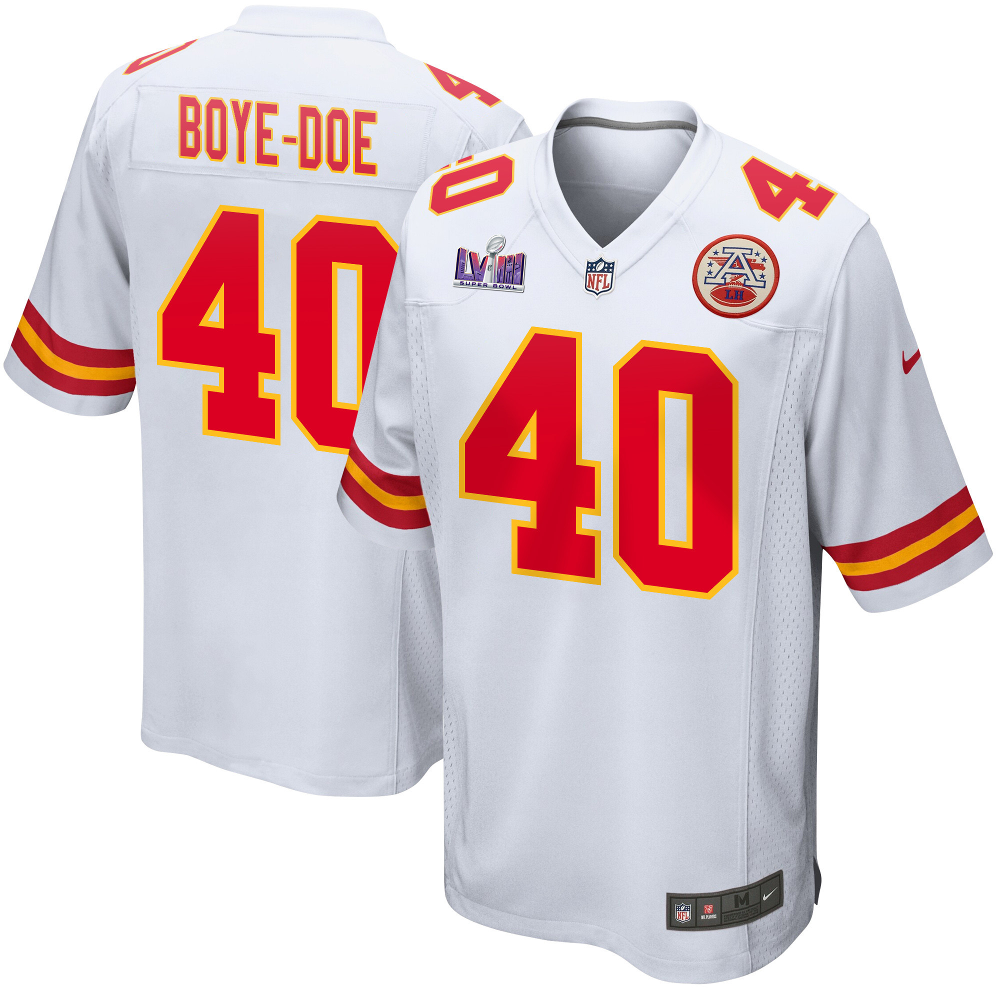 Ekow Boye-Doe 40 Kansas City Chiefs Super Bowl LVIII Patch Game Men Jersey - White JS7139 nicesnker