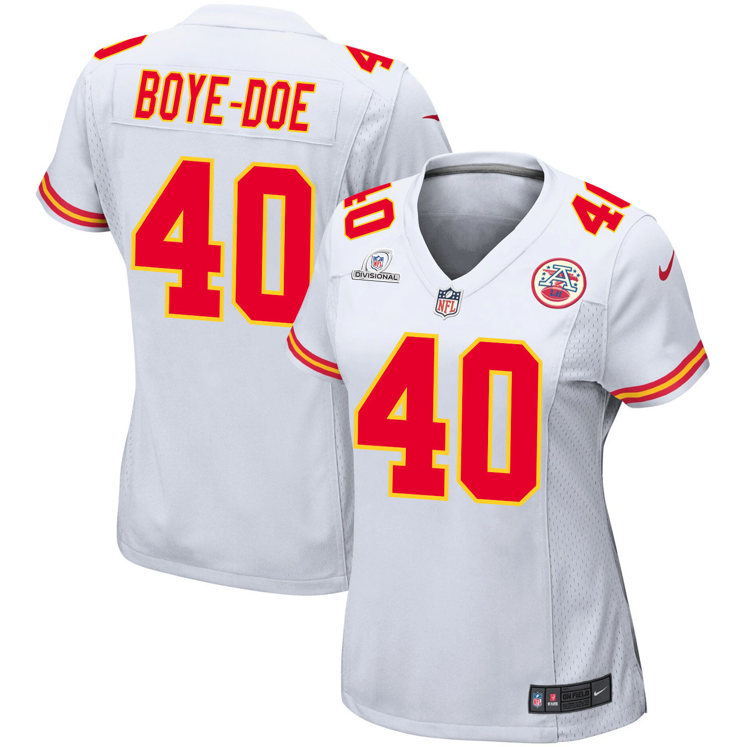 Ekow Boye-Doe 40 Kansas City Chiefs Super Bowl LVIII Patch Game Women Jersey - White JS8492 nicesnker