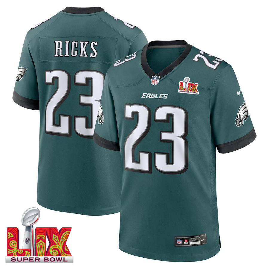 Eli Ricks #23 Philadelphia Eagles Super Bowl LIX Jersey - Men's - Midnight Green JS7946 nicesnker