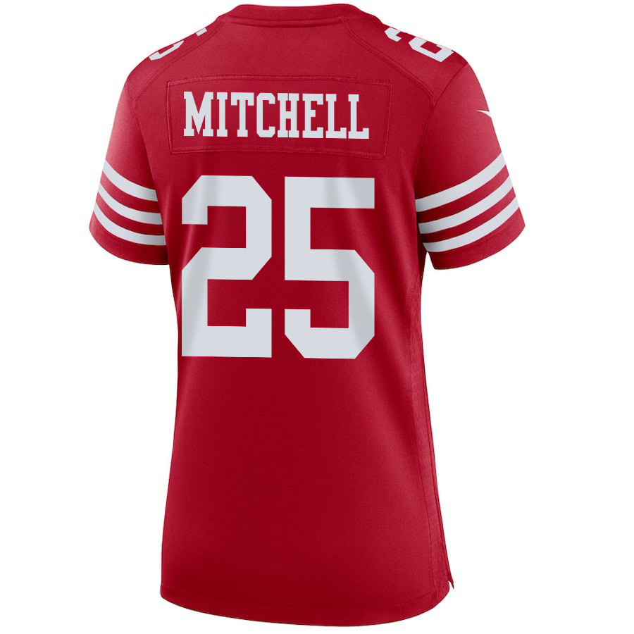 Elijah Mitchell 25 San Francisco 49ers Super Bowl LVIII Patch Game Women Jersey - Scarlet JS2014 nicesnker - Image 3