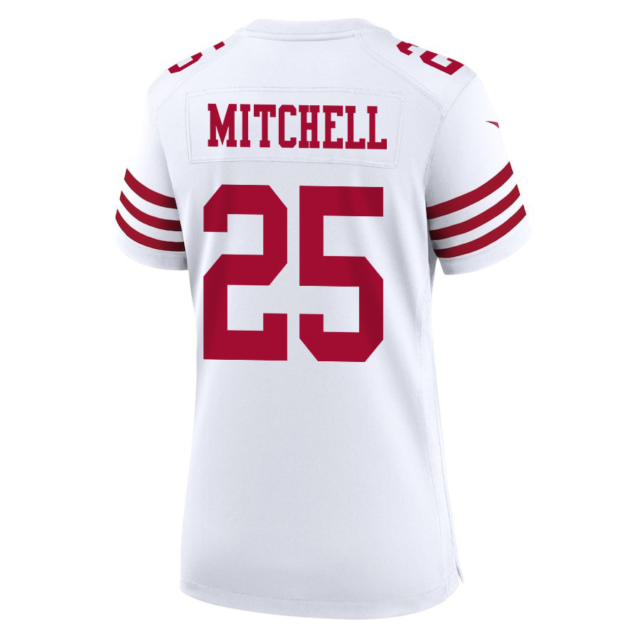 Elijah Mitchell 25 San Francisco 49ers Super Bowl LVIII Patch Game Women Jersey - White JS9533 nicesnker - Image 3