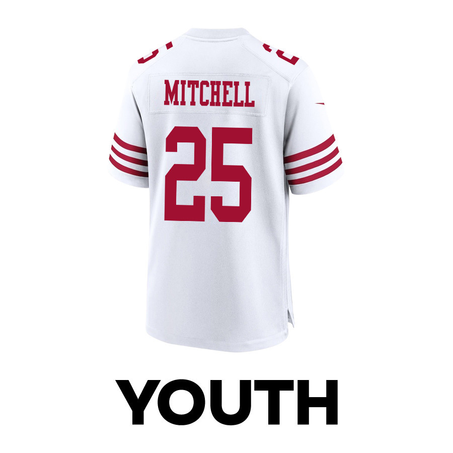 Elijah Mitchell 25 San Francisco 49ers Super Bowl LVIII Patch Game YOUTH Jersey - White JS2651 nicesnker - Image 3