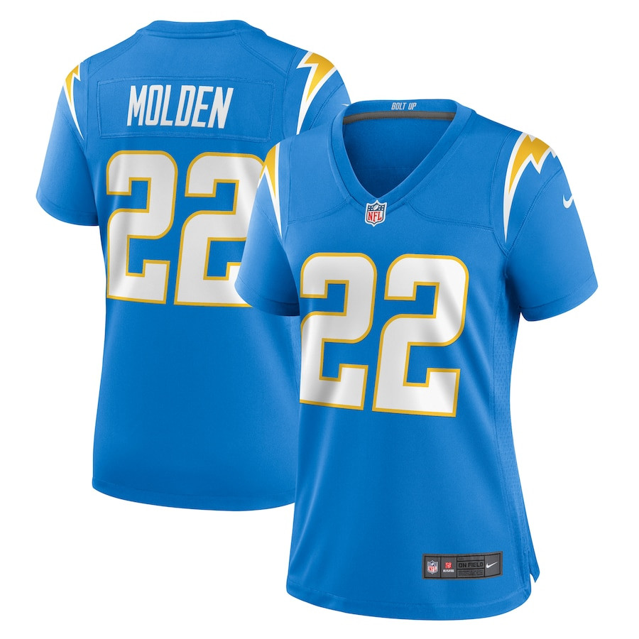 Elijah Molden 22 Los Angeles Chargers Women's Game Jersey - Powder Blue JS4446 nicesnker
