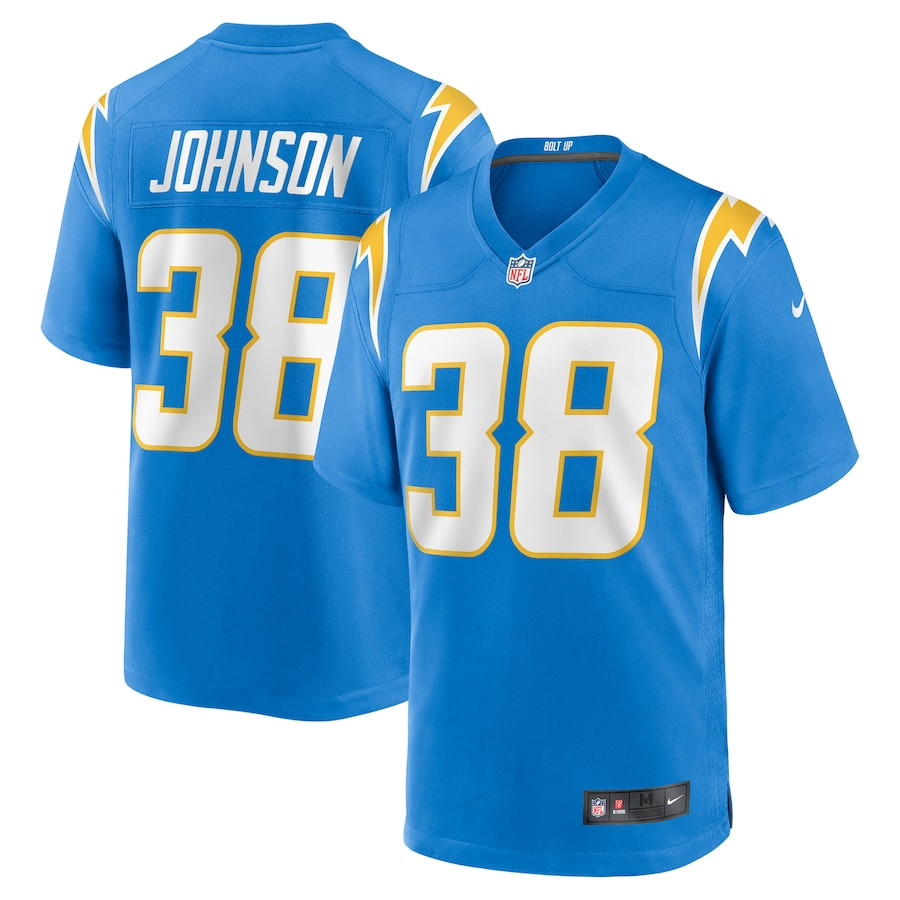 Emany Johnson 38 Los Angeles Chargers Team Game Men Jersey - Powder Blue JS8525 nicesnker