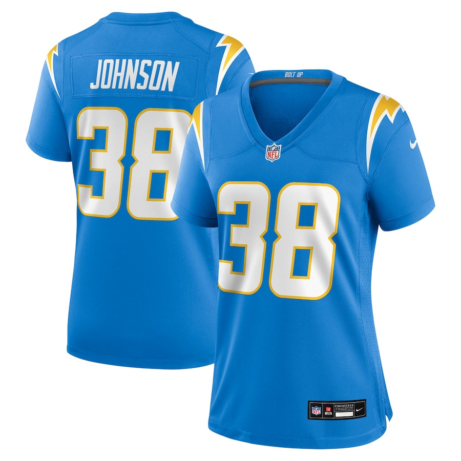 Emany Johnson 38 Los Angeles Chargers Women's Team Game Jersey - Powder Blue JS8185 nicesnker