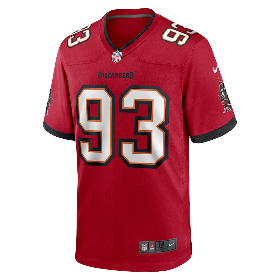 Alternative view of Eric Banks 93 Tampa Bay Buccaneers Game Men Jersey - Red JS2823 nicesnker