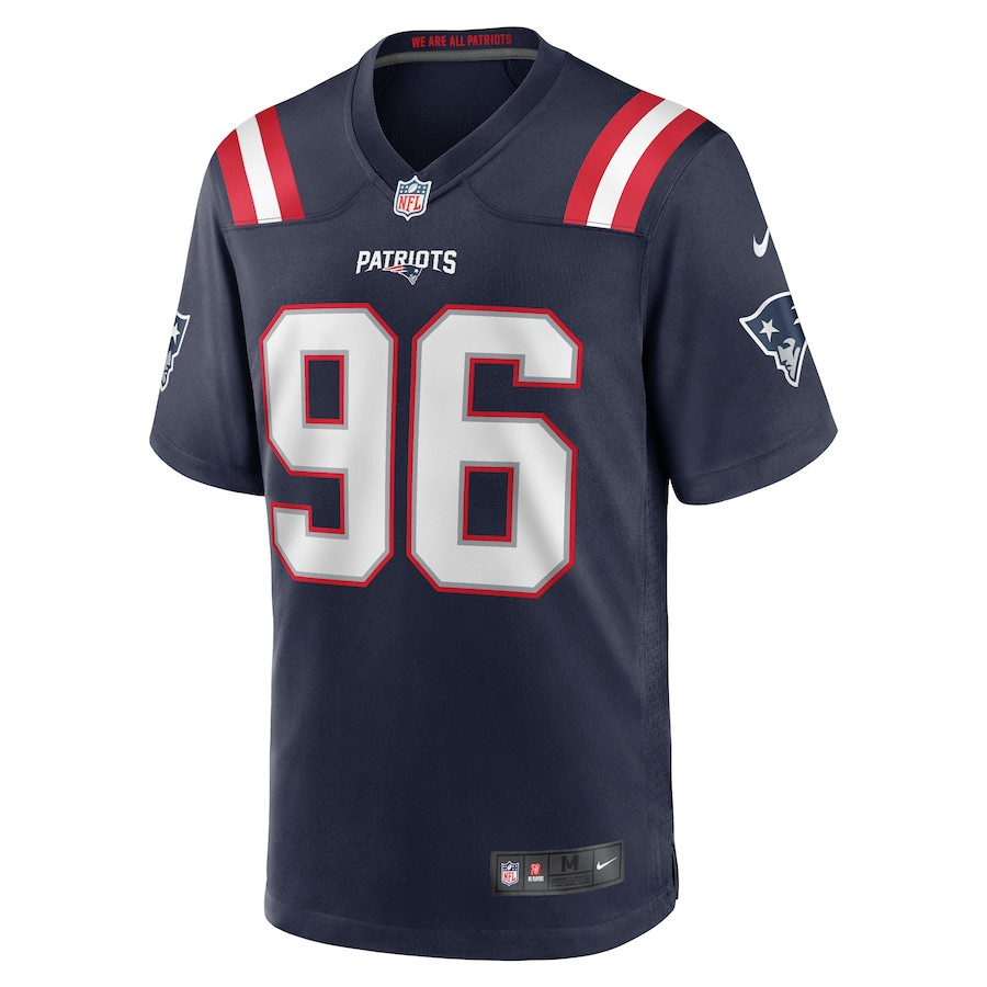 Alternative view of Eric Johnson II 96 New England Patriots Game Men Jersey - Navy JS4094 nicesnker