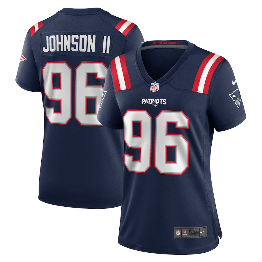 Eric Johnson II 96 New England Patriots Women's Game Jersey - Navy JS3913 nicesnker