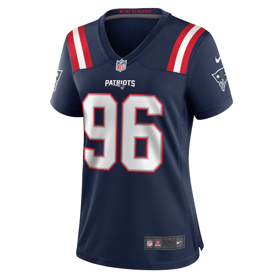 Alternative view of Eric Johnson II 96 New England Patriots Women's Game Jersey - Navy JS3913 nicesnker