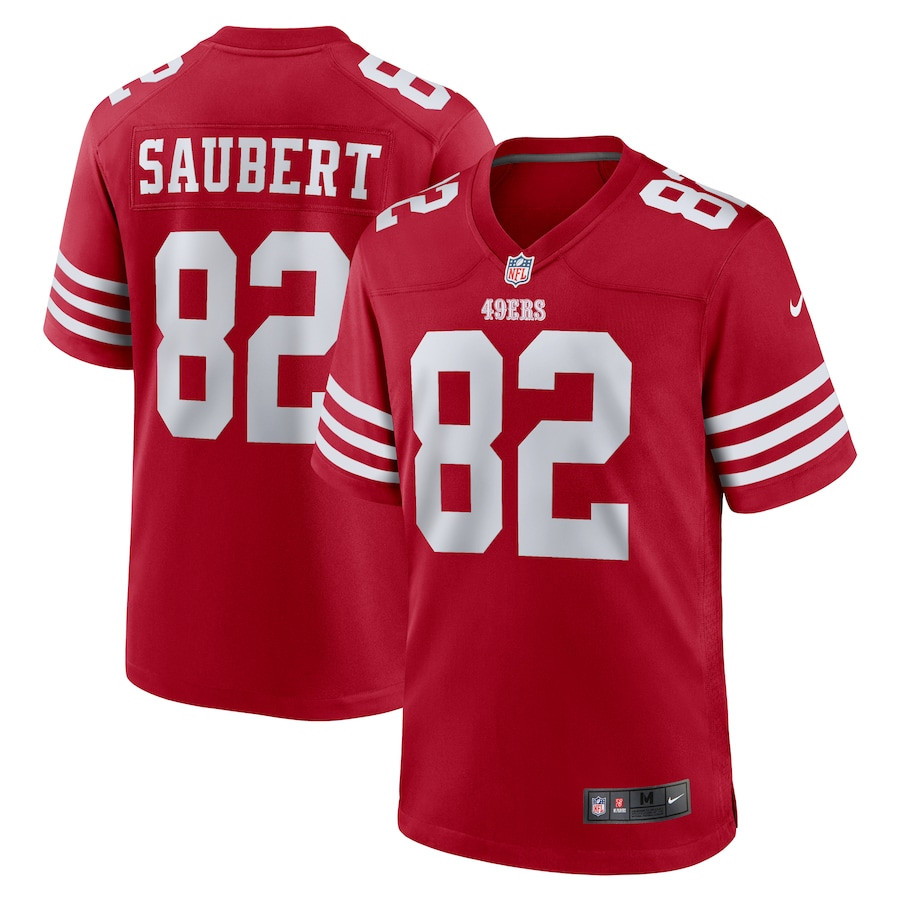 Eric Saubert 82 San Francisco 49ers Team Game Men Jersey - Scarlet JS9366 nicesnker