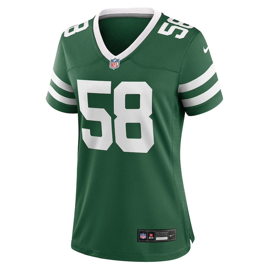 Alternative view of Eric Watts 58 New York Jets Women's Team Game Jersey - Legacy Green JS8538 nicesnker