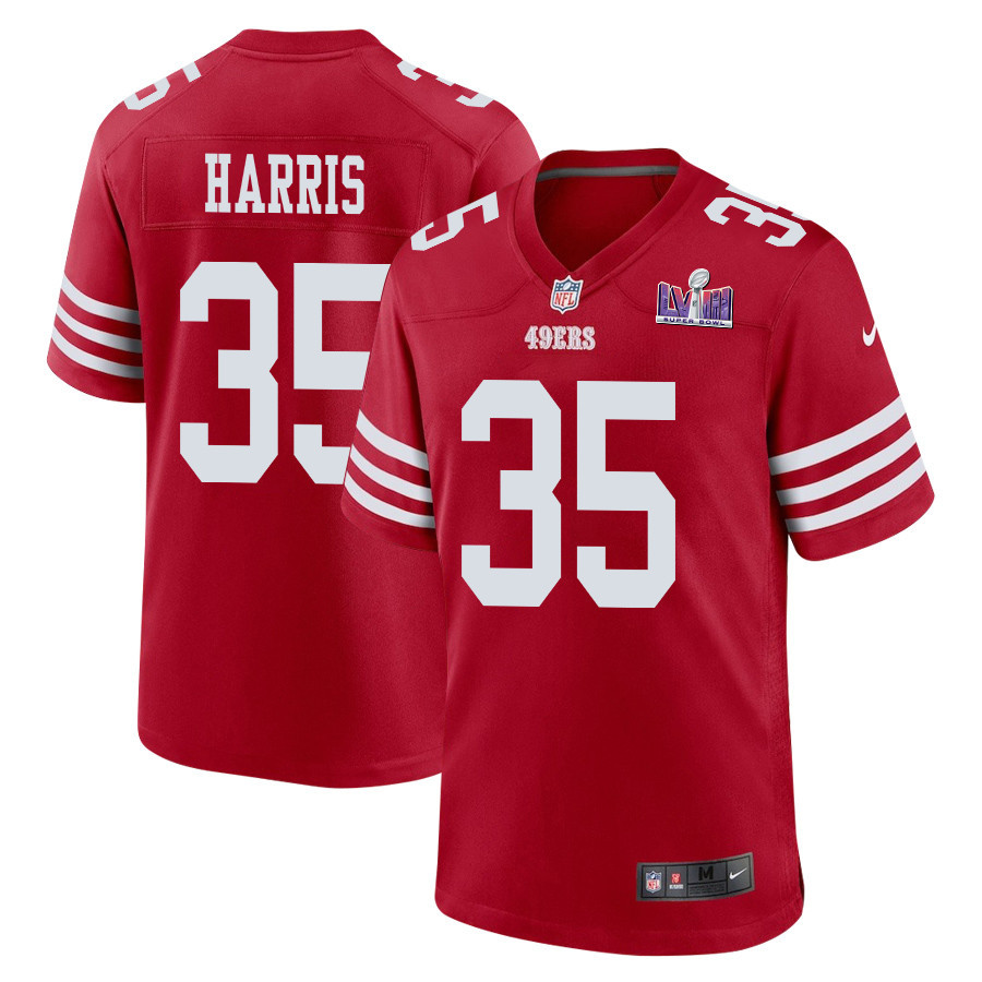 Erik Harris 35 San Francisco 49ers Super Bowl LVIII Patch Game Men Jersey - Scarlet JS3969 nicesnker