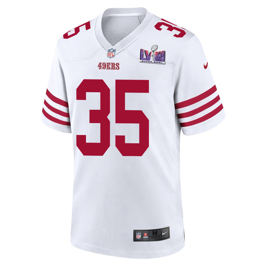 Alternative view of Erik Harris 35 San Francisco 49ers Super Bowl LVIII Patch Game Men Jersey - White JS4767 nicesnker