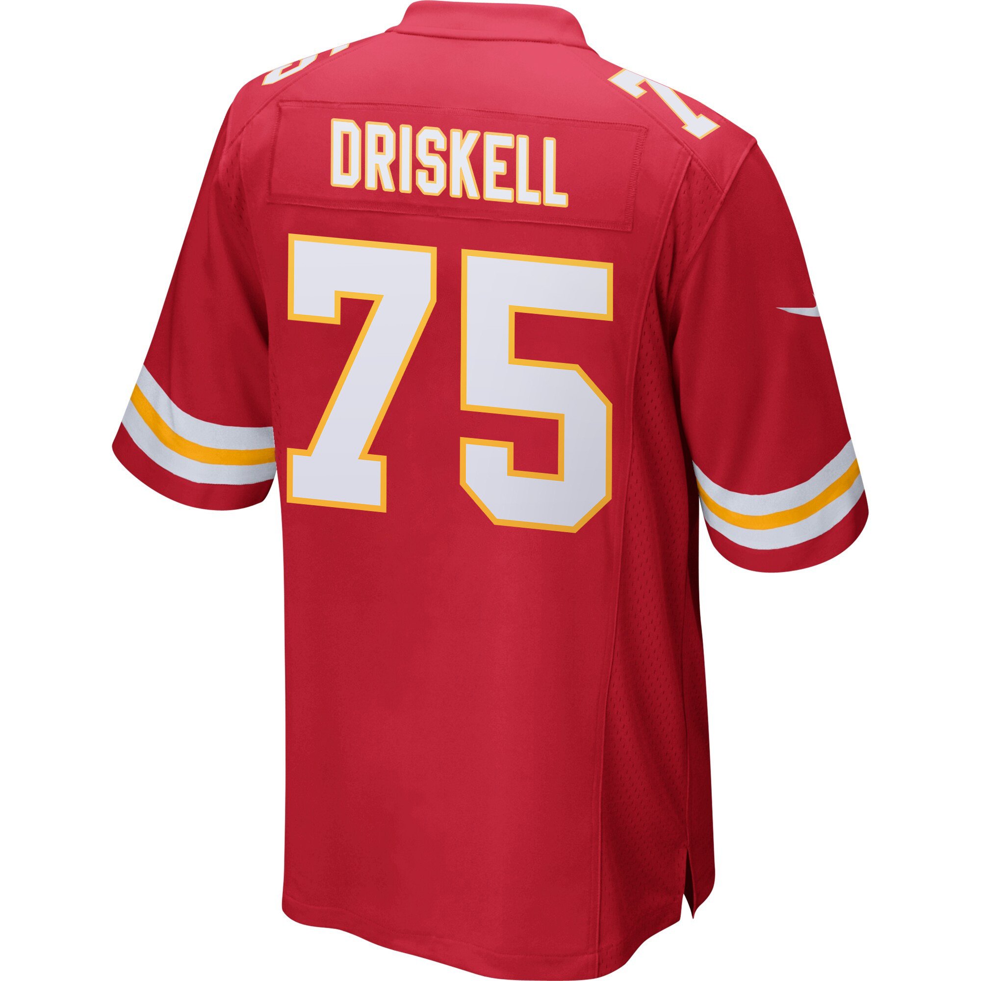 Alternative view of Ethan Driskell 75 Kansas City Chiefs Super Bowl LIX Champions Patch 'New Orleans - Where Legends Are Made' EMBROIDERED Game Men Jersey - Red JS6416 nicesnker