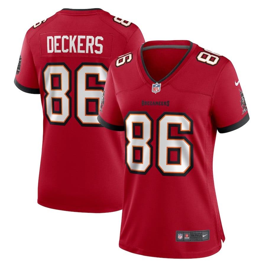 Evan Deckers 86 Tampa Bay Buccaneers Women's Game Jersey - Red JS4831 nicesnker