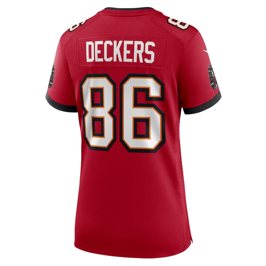 Evan Deckers 86 Tampa Bay Buccaneers Women's Game Jersey - Red JS4831 nicesnker - Image 3