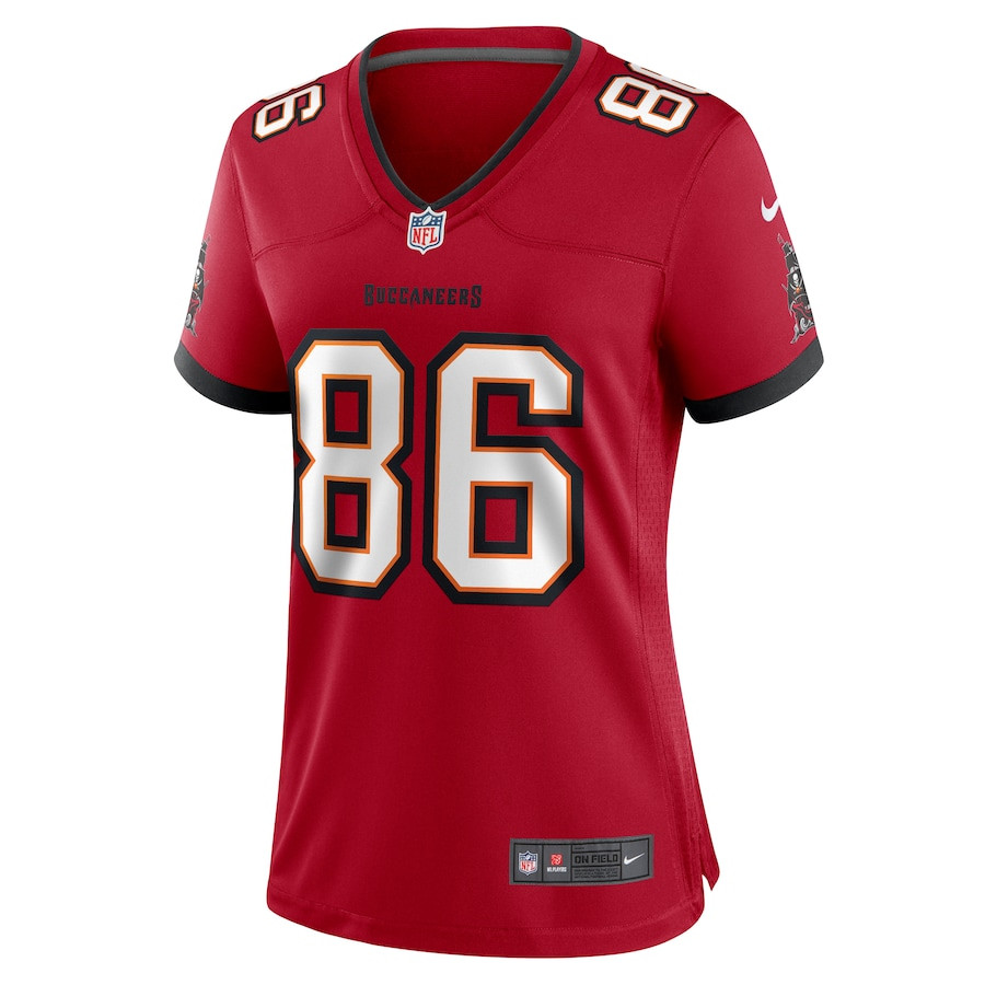 Alternative view of Evan Deckers 86 Tampa Bay Buccaneers Women's Game Jersey - Red JS4831 nicesnker
