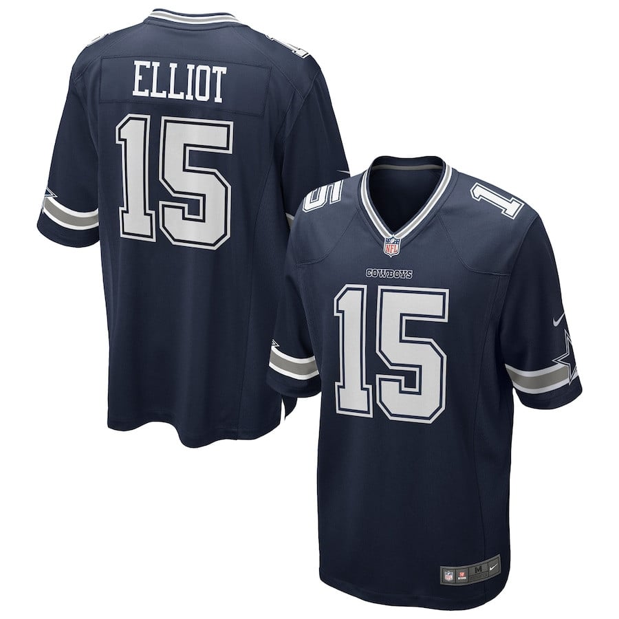 Ezekiel Elliott 15 Dallas Cowboys Team Game Men Jersey - Navy JS2743 nicesnker