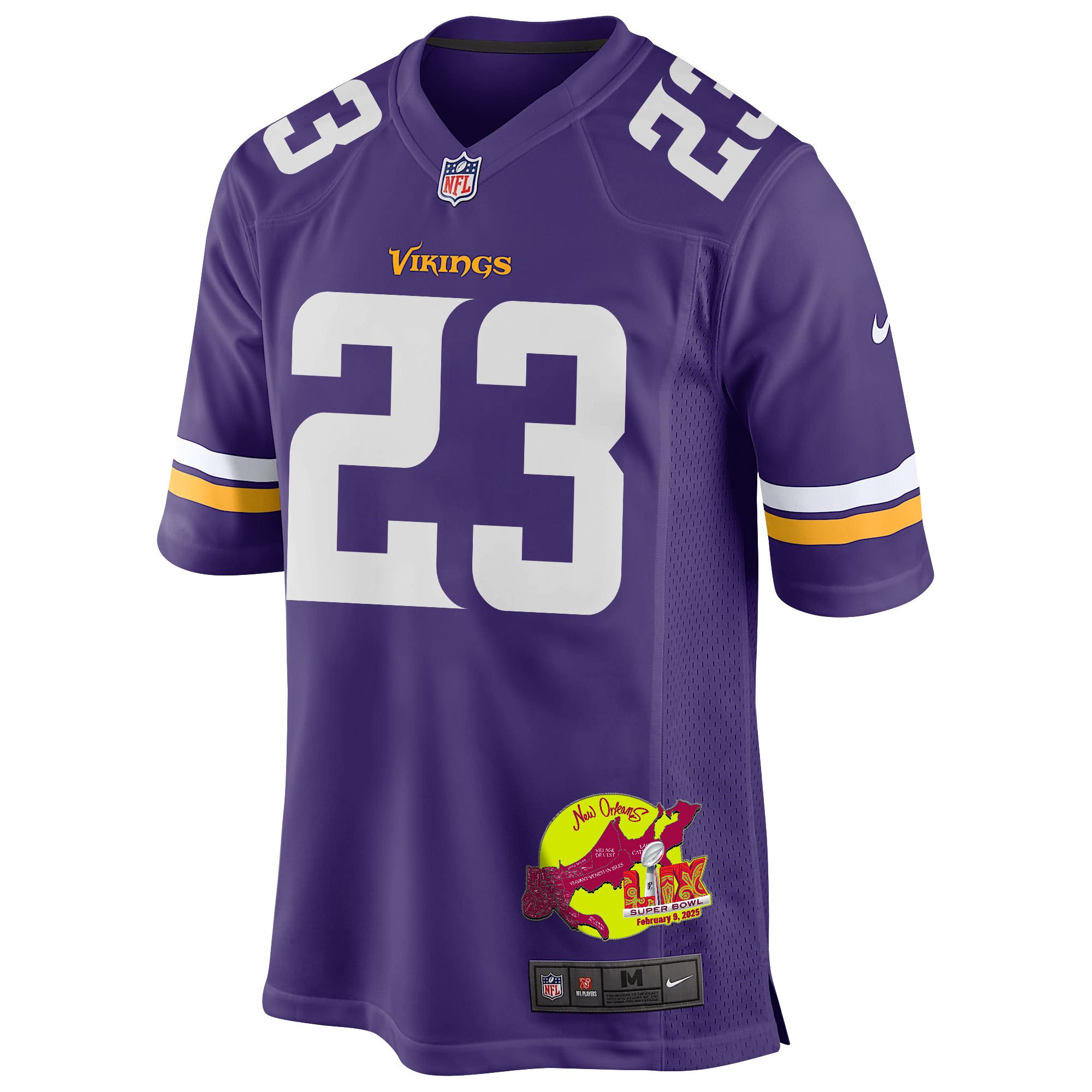 Fabian Moreau 23 Minnesota Vikings Super Bowl LIX New Orleans Patch Game Men Jersey - Purple JS2543 nicesnker - Image 3