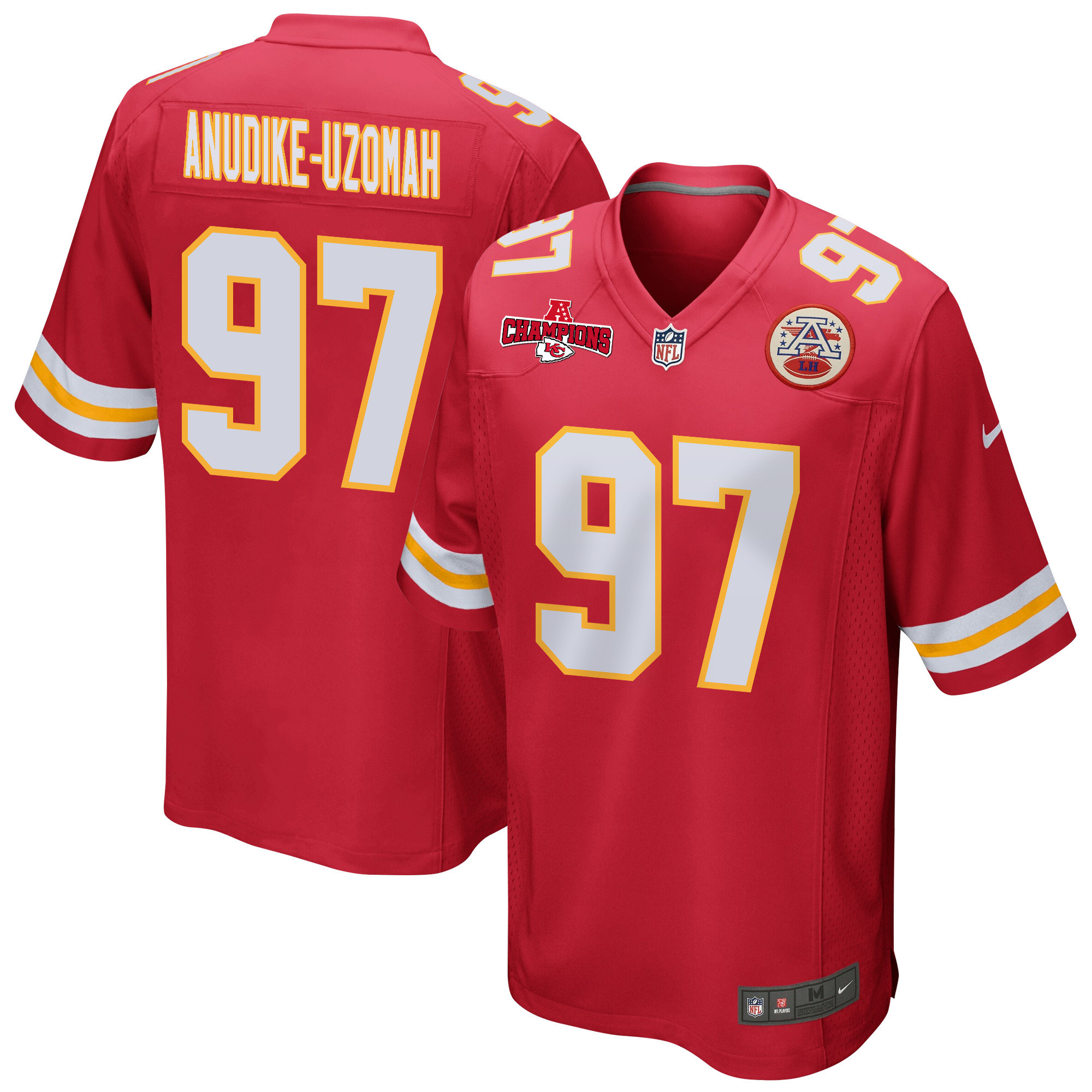 Felix Anudike-Uzomah 97 Kansas City Chiefs AFC Champions Patch Game Men Jersey - Red JS3093 nicesnker