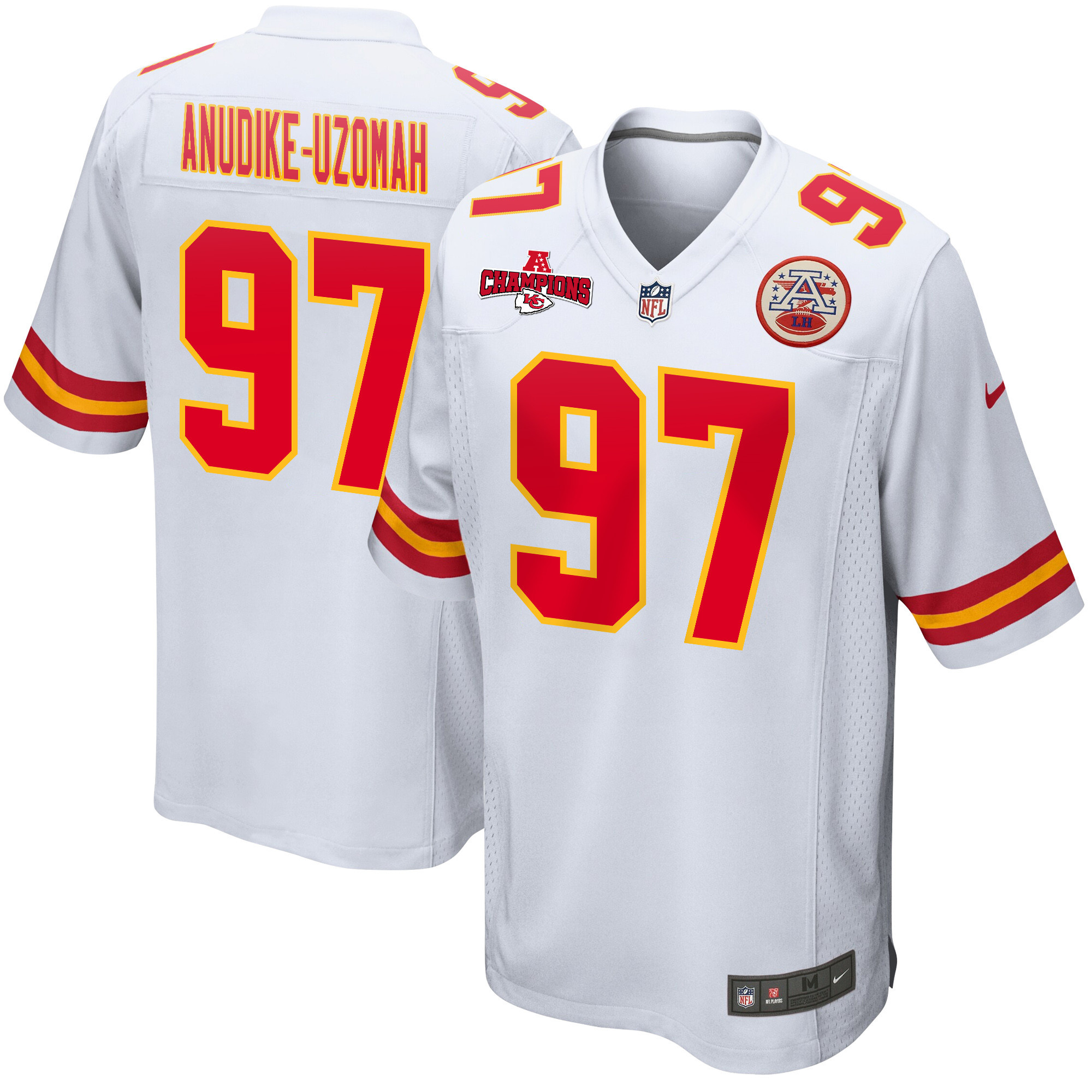 Felix Anudike-Uzomah 97 Kansas City Chiefs AFC Champions Patch Game Men Jersey - White JS6517 nicesnker