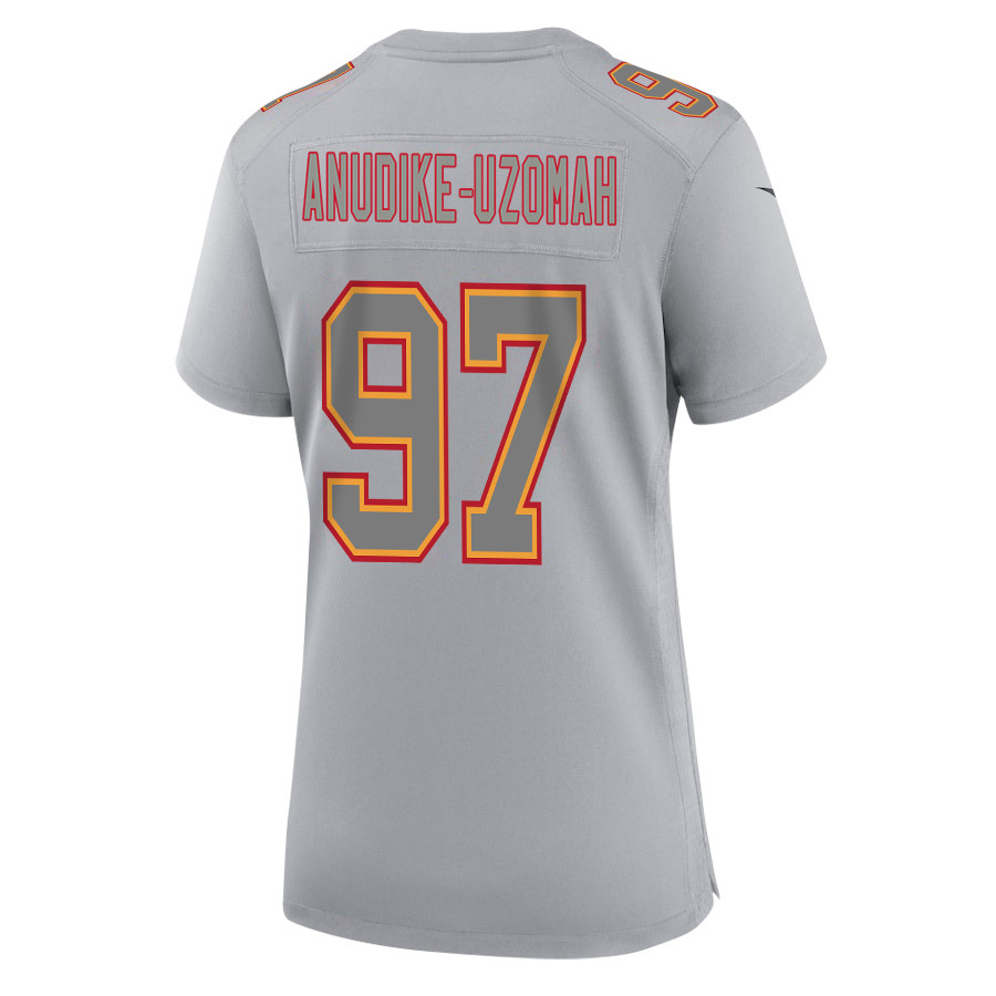 Felix Anudike-Uzomah 97 Kansas City Chiefs Super Bowl LVIII Champions 4 Stars Patch Atmosphere Fashion Game Women Jersey - Gray JS6881 nicesnker - Image 3