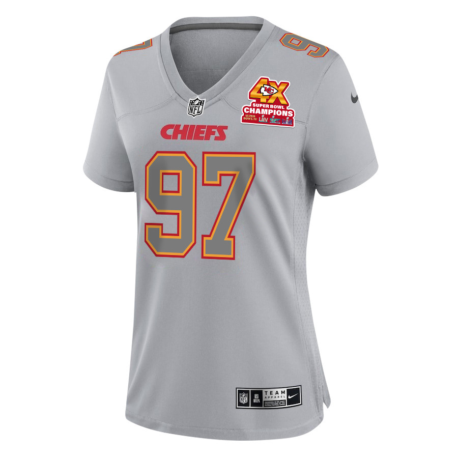 Alternative view of Felix Anudike-Uzomah 97 Kansas City Chiefs Super Bowl LVIII Champions 4X Atmosphere Fashion Game Women Jersey - Gray JS5814 nicesnker
