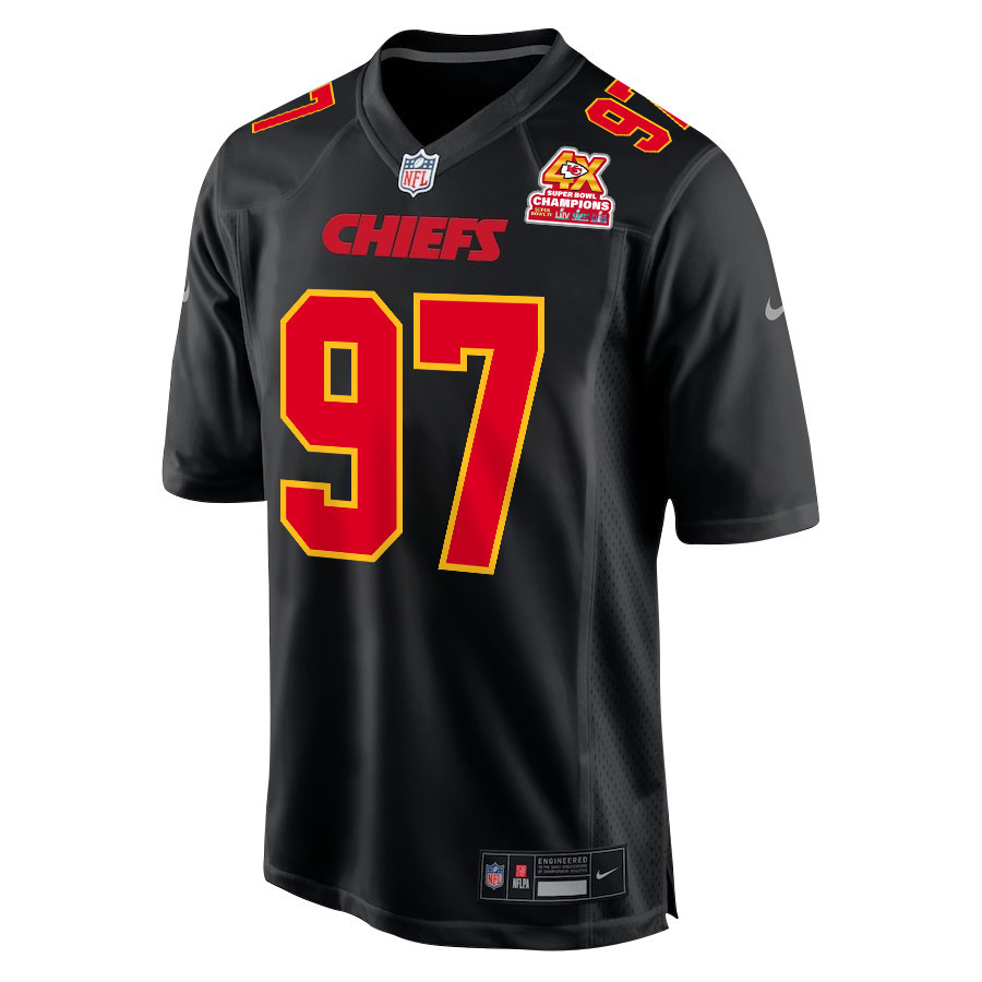 Alternative view of Felix Anudike-Uzomah 97 Kansas City Chiefs Super Bowl LVIII Champions 4X Fashion Game Men Jersey - Carbon Black JS8258 nicesnker