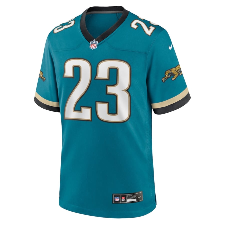 Alternative view of Foye Oluokun 23 Jacksonville Jaguars Prowler Throwback Player Game Men Jersey - Teal JS2957 nicesnker