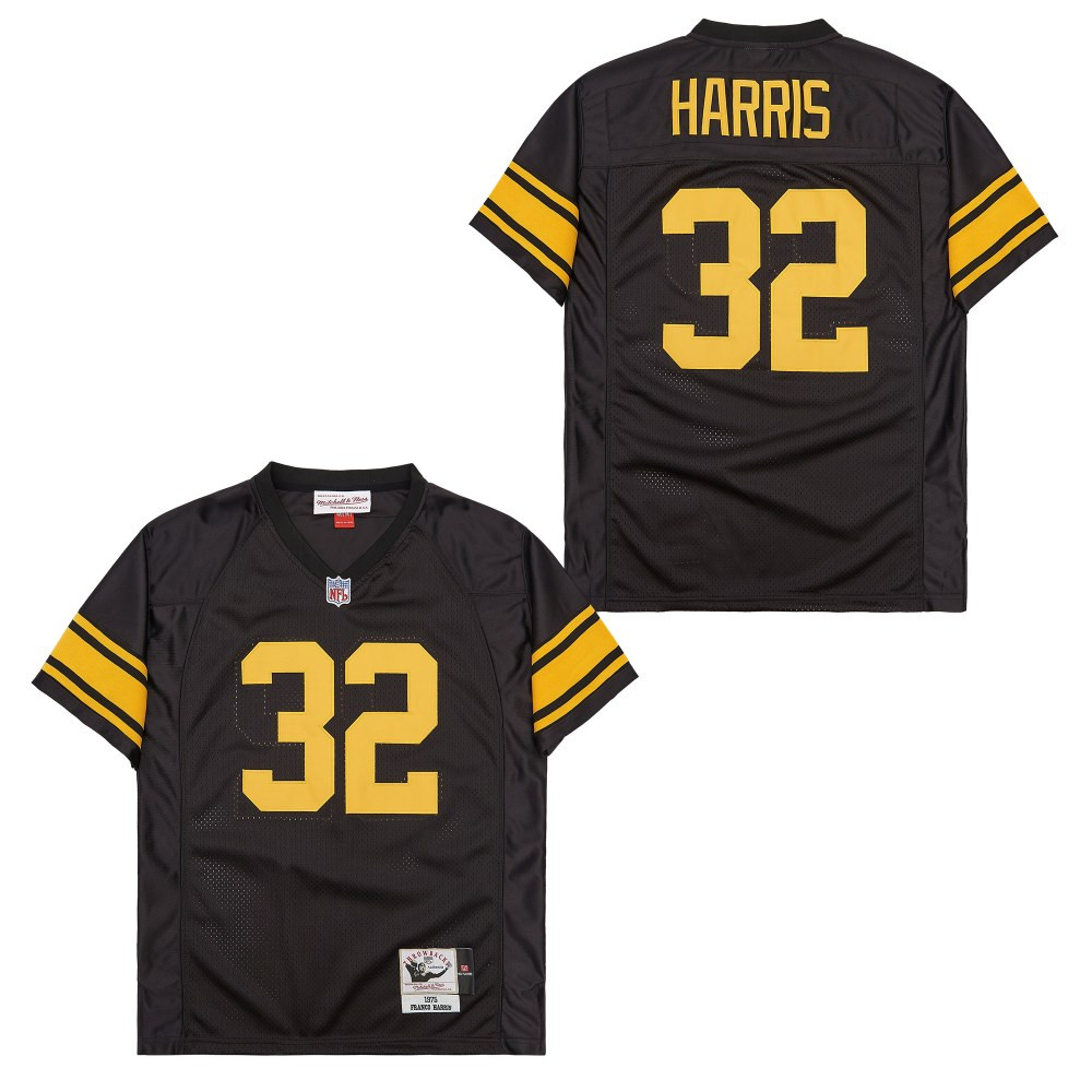 Alternative view of Franco Harris 32 Pittsburgh Steelers Retro Throwback Men Jersey - Black JS2517 nicesnker