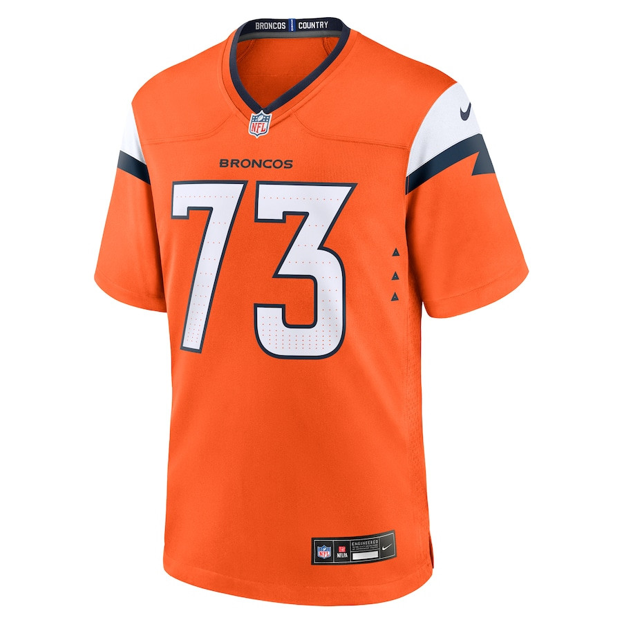 Alternative view of Frank Crum 73 Denver Broncos Team Game Men Jersey - Orange JS6293 nicesnker