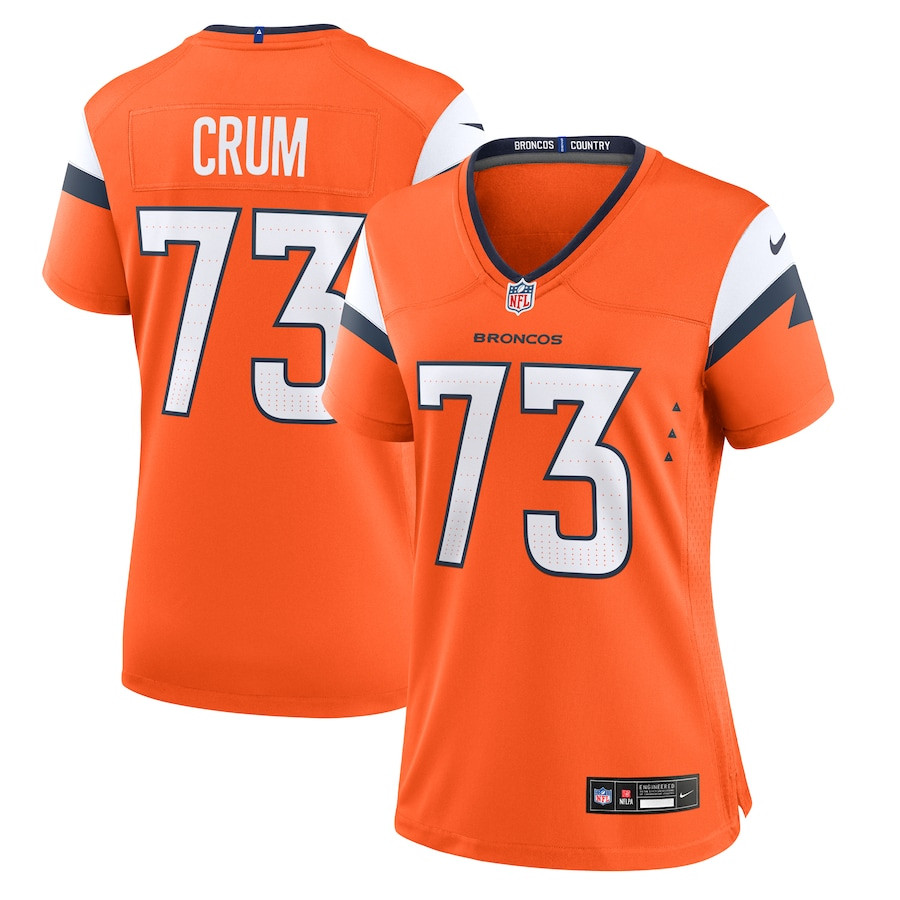 Frank Crum 73 Denver Broncos Women's Team Game Jersey - Orange JS8067 nicesnker
