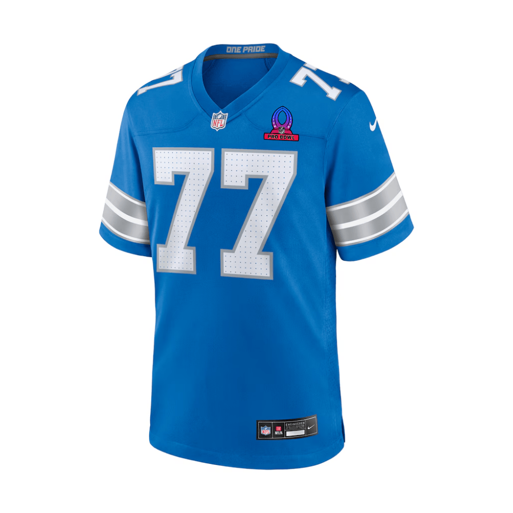 Alternative view of Frank Ragnow 77 Detroit Lions 2025 Pro Bowl Patch Game Men Jersey - Blue JS5436 nicesnker