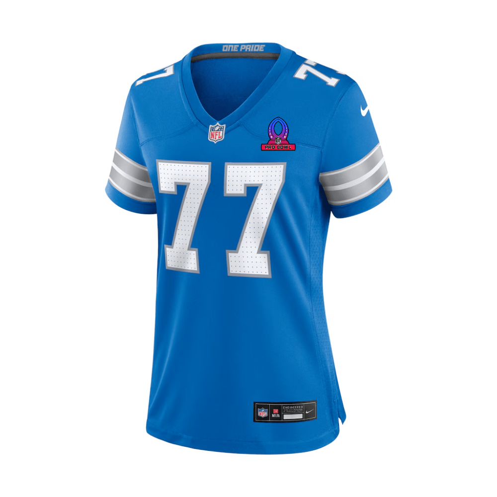 Frank Ragnow 77 Detroit Lions 2025 Pro Bowl Patch Women Game Jersey - Blue JS5167 nicesnker - Image 3
