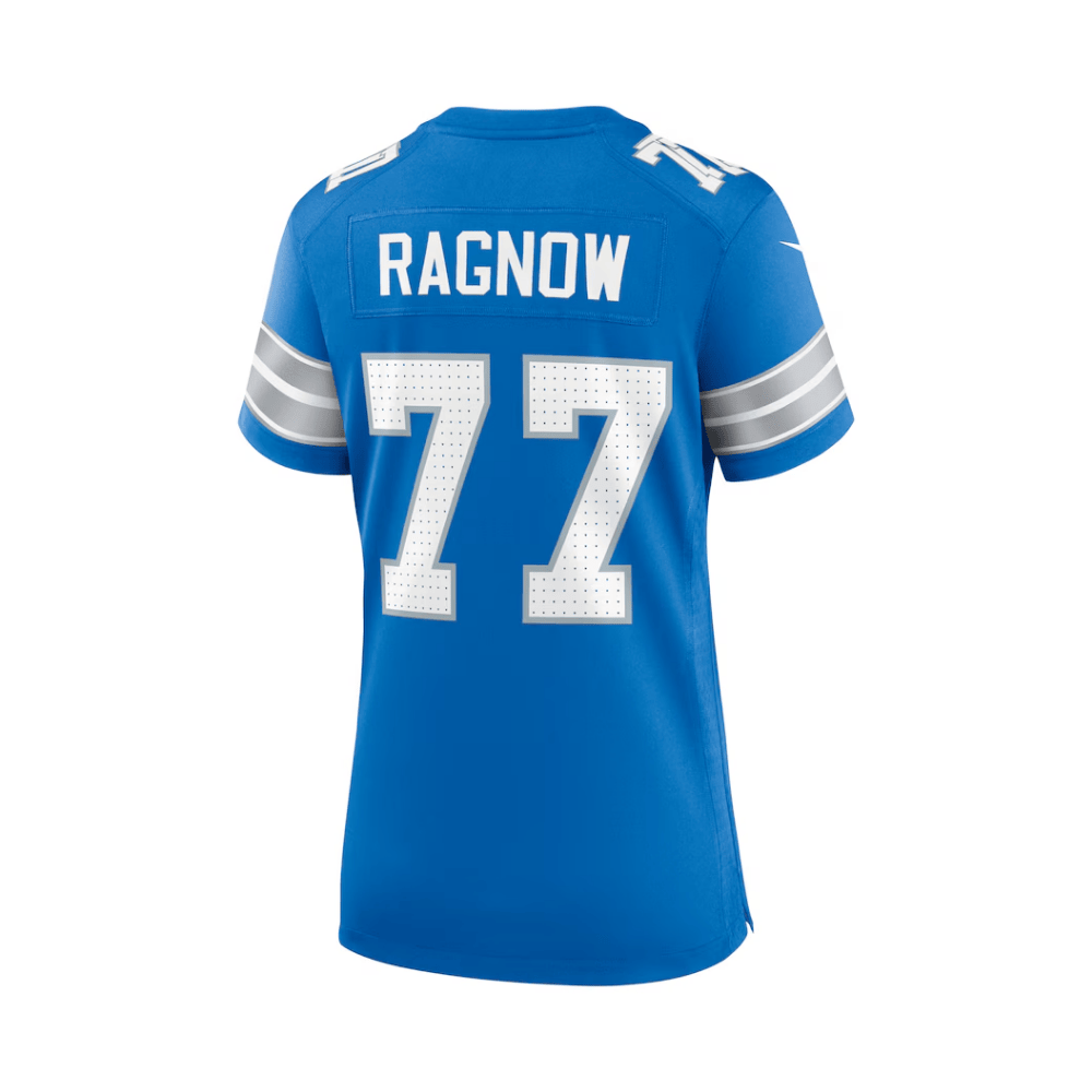 Alternative view of Frank Ragnow 77 Detroit Lions 2025 Pro Bowl Patch Women Game Jersey - Blue JS5167 nicesnker