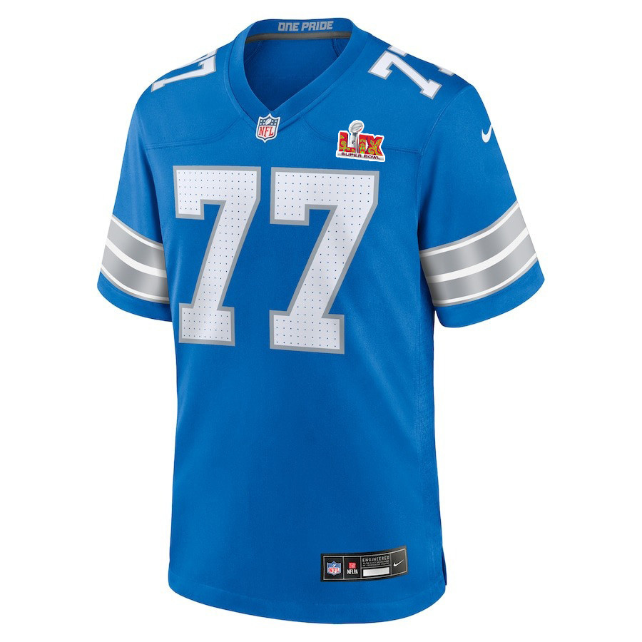 Alternative view of Frank Ragnow #77 Detroit Lions Super Bowl LIX Jersey - Men's - Blue JS6759 nicesnker
